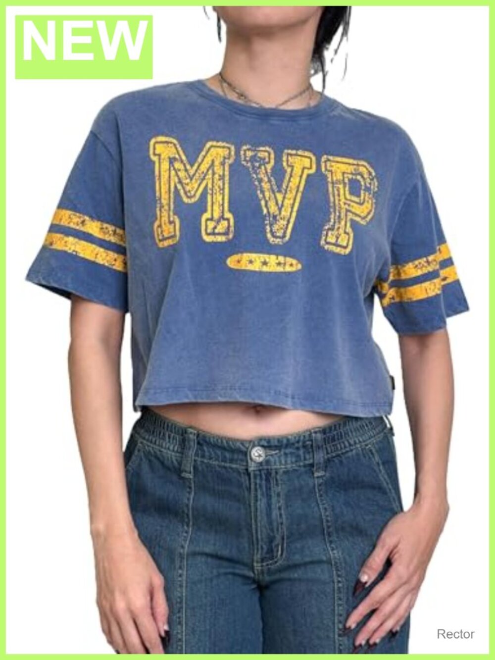 Women's MVP Graphic Crop Tee Boyfriend Fit Mineral Washed Cotton